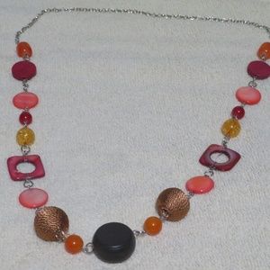 HAND MADE  COLORFUL BEAD RED PINK COPPER SILVER